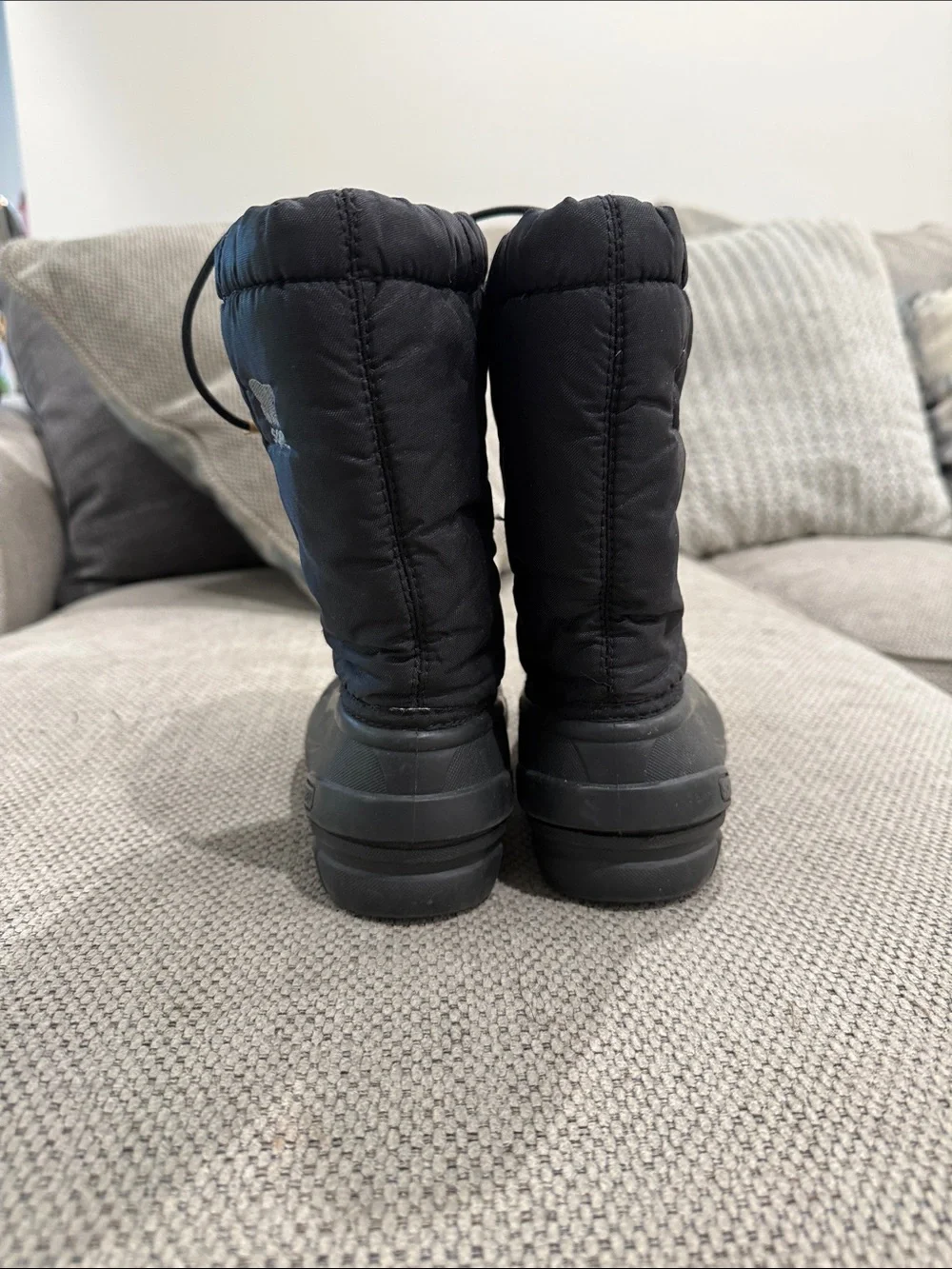 Sorel Black Kids Snow Boots with Drawcord